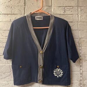 Vintage 80's Croquet Club Cropped Nautical Sailing Seater Cargian M